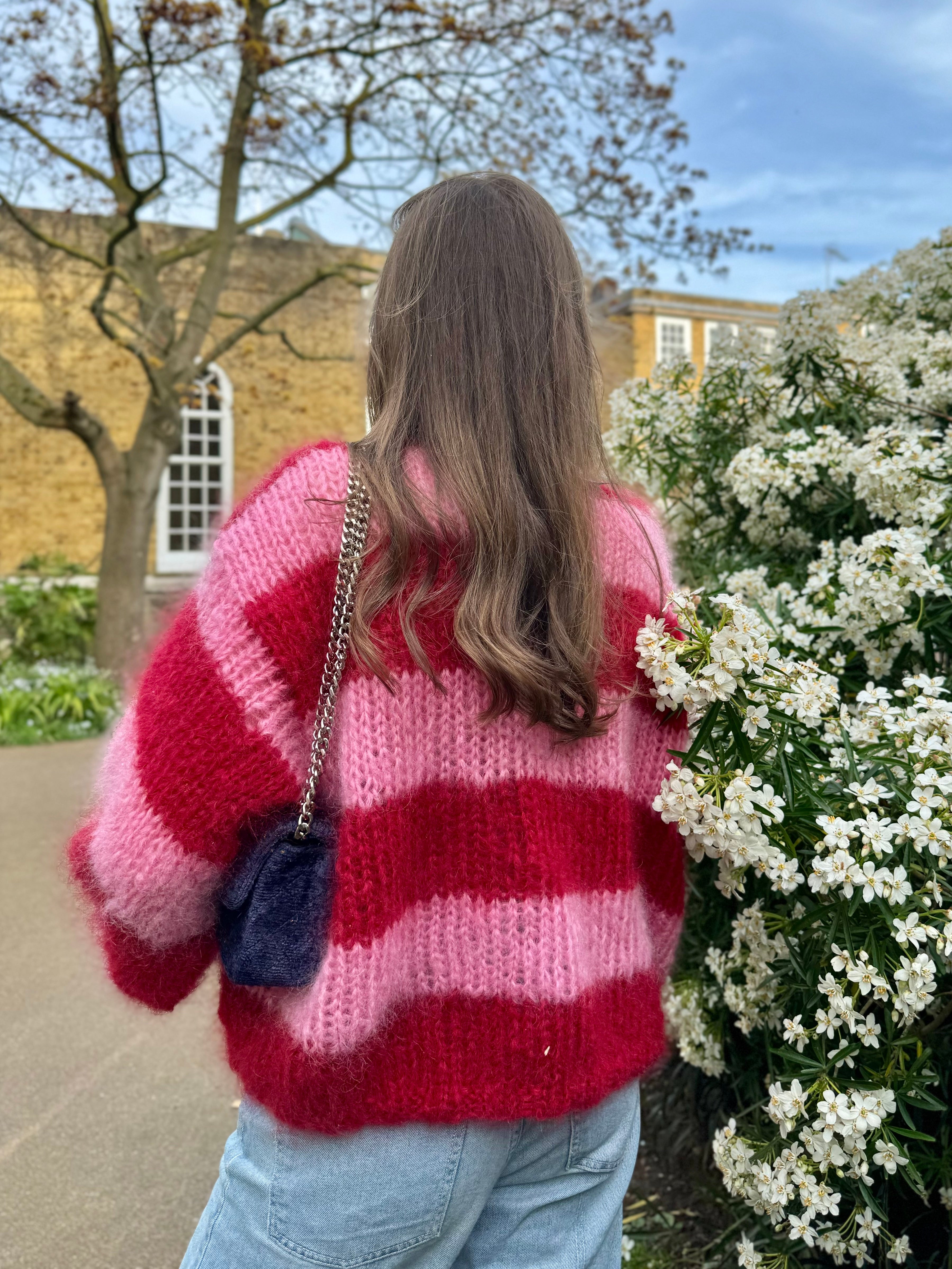 Scandi Sweater - knitting kit (pink & red)