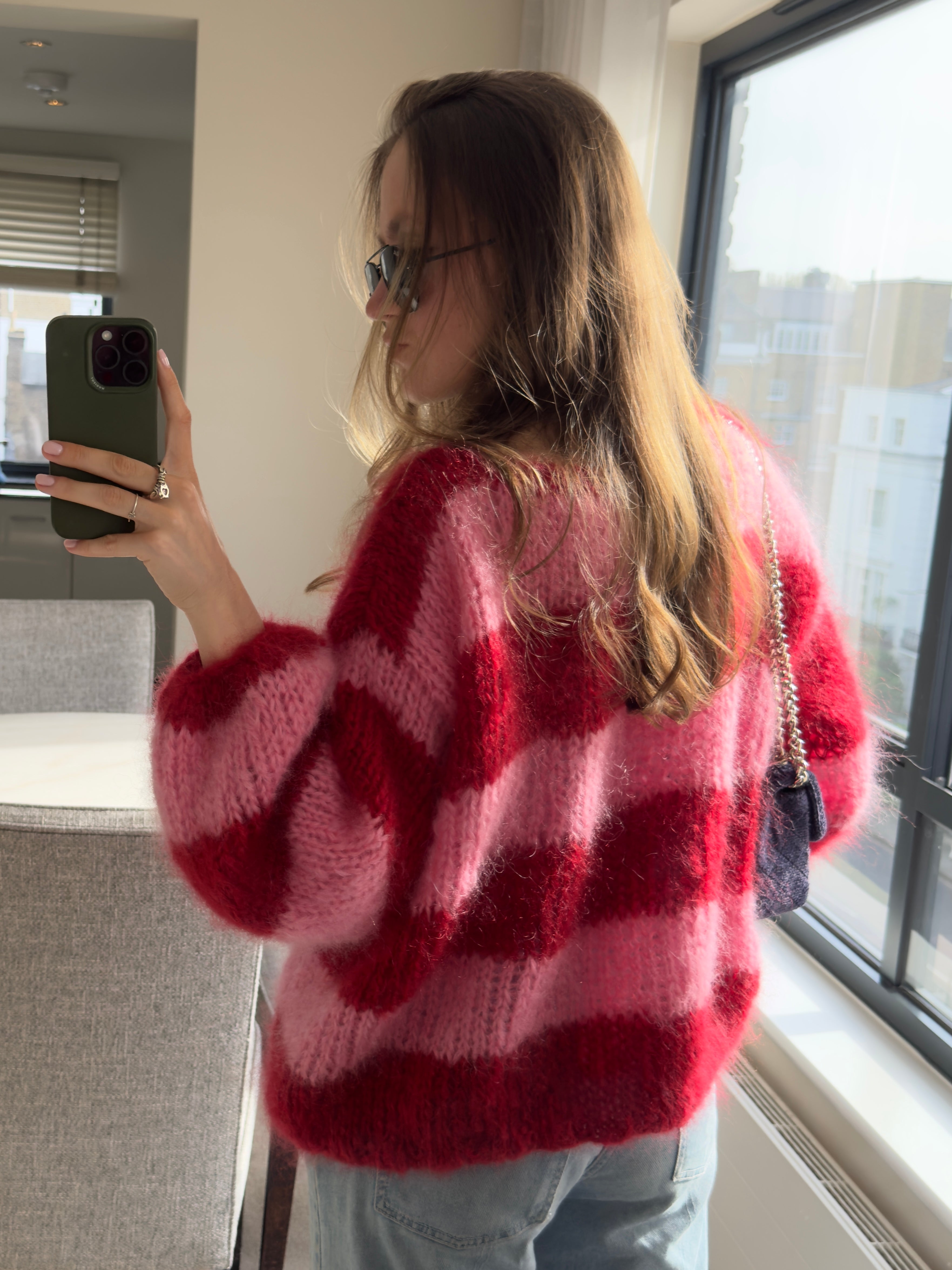 Scandi Sweater - knitting kit (pink & red)