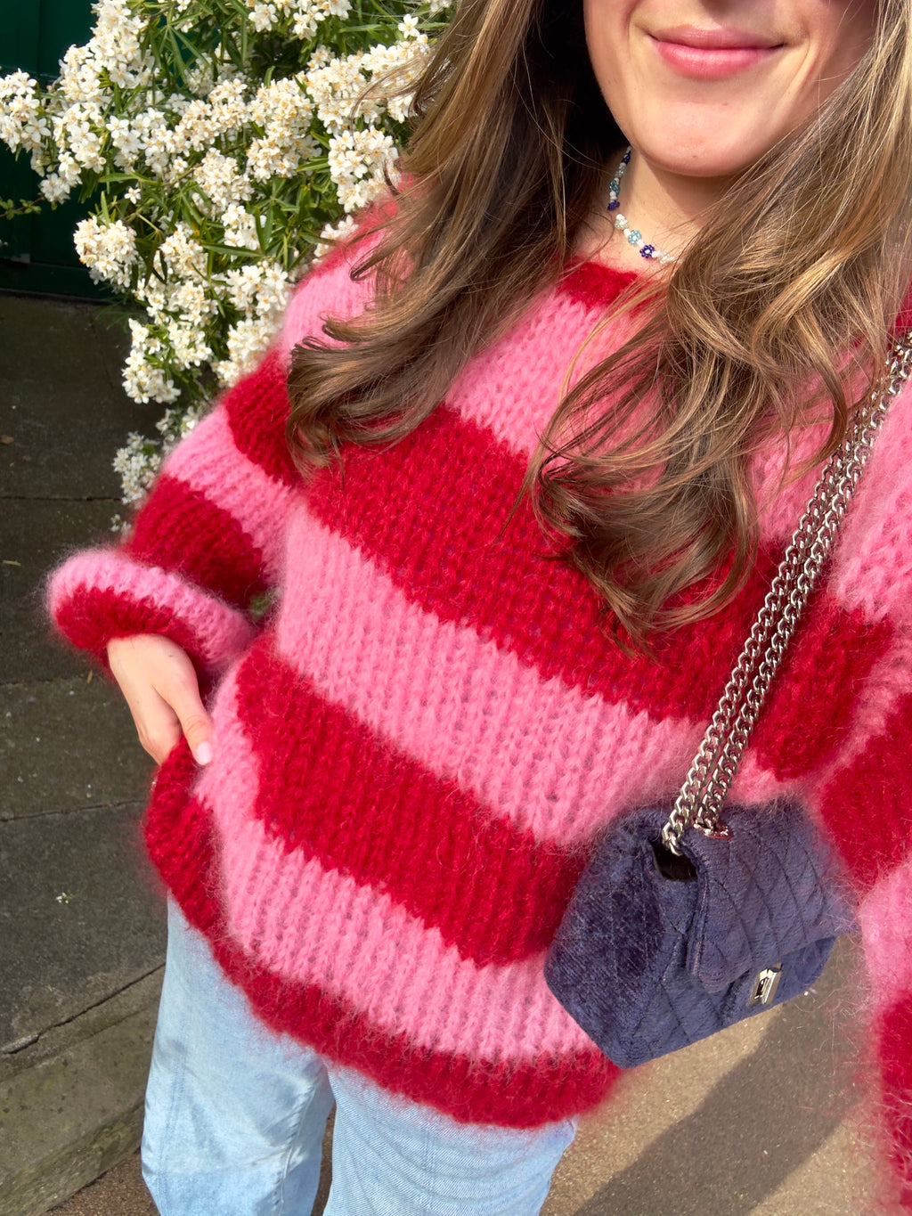 Scandi Sweater - knitting kit (pink & red)