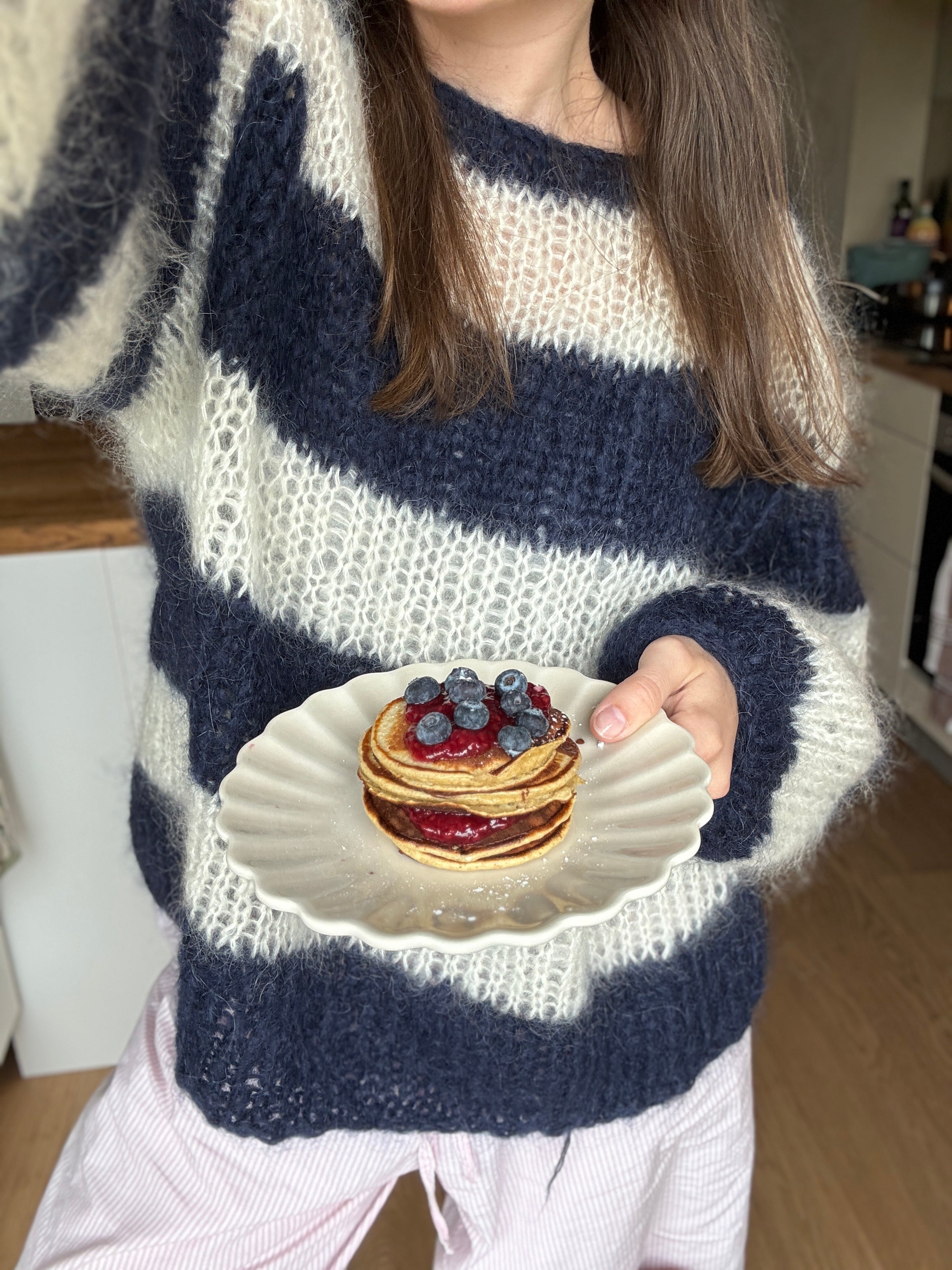 Scandi Sweater - knitting kit (navy & white)