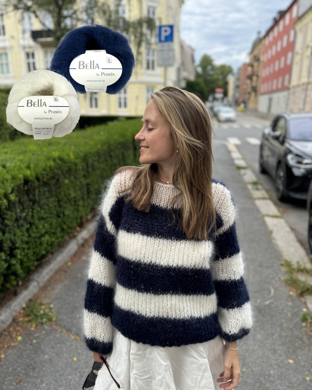 Scandi Sweater - knitting kit (navy & white)